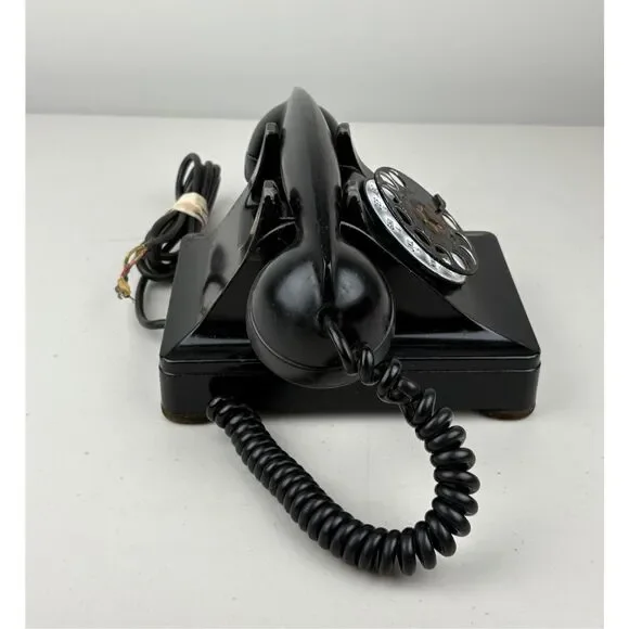 Vintage 1940s Western Electric FIW F1W Black Rotary Desktop Telephone Black USA - Picture 2 of 13